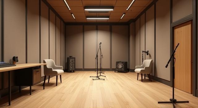 Sala acústica do estúdio disponível para locação